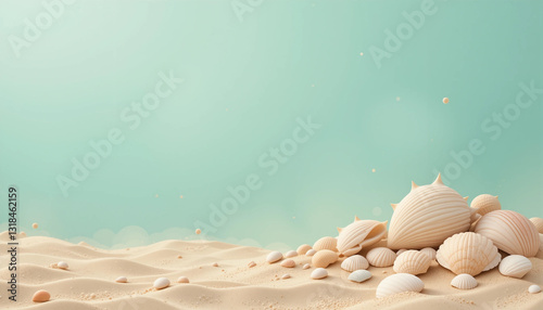 A Seashell Display That Evokes Warmth and Nostalgia. Generative AI illustration