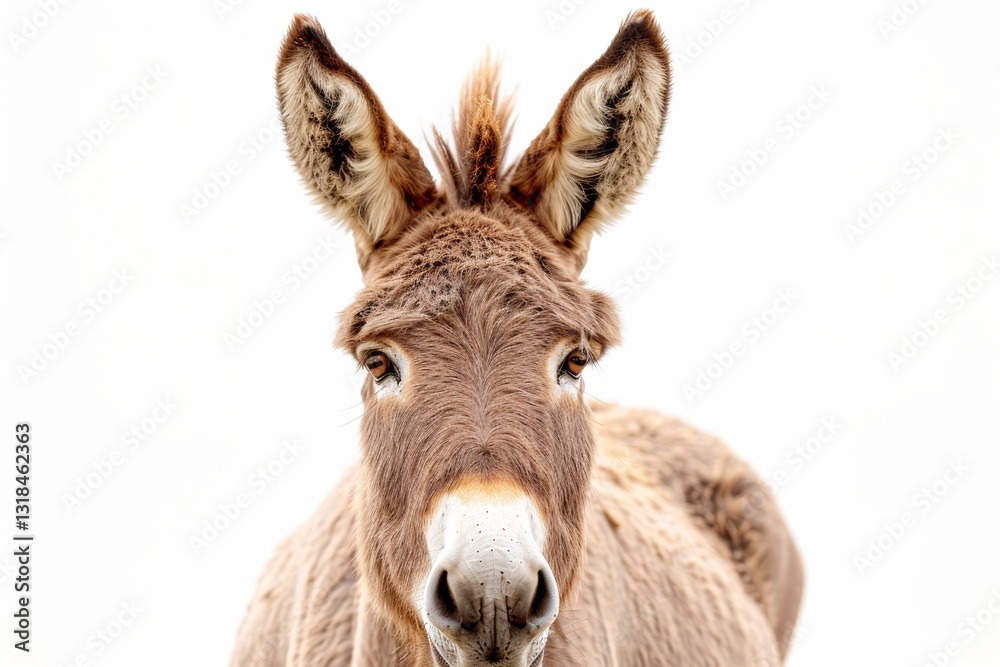 Portrait of a Donkey with Distinctive Ears and Brown Fur Portrait of a Donkey with Distinctive Ears and Brown Fur