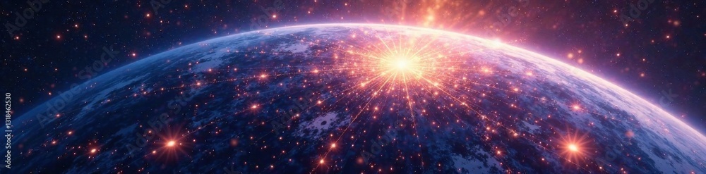 Obraz premium Celestial sphere with holographic texture , glow, texture, sphere