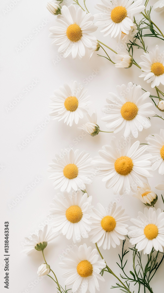 Fototapeta premium Delicate Daisy Wreath on White Background 