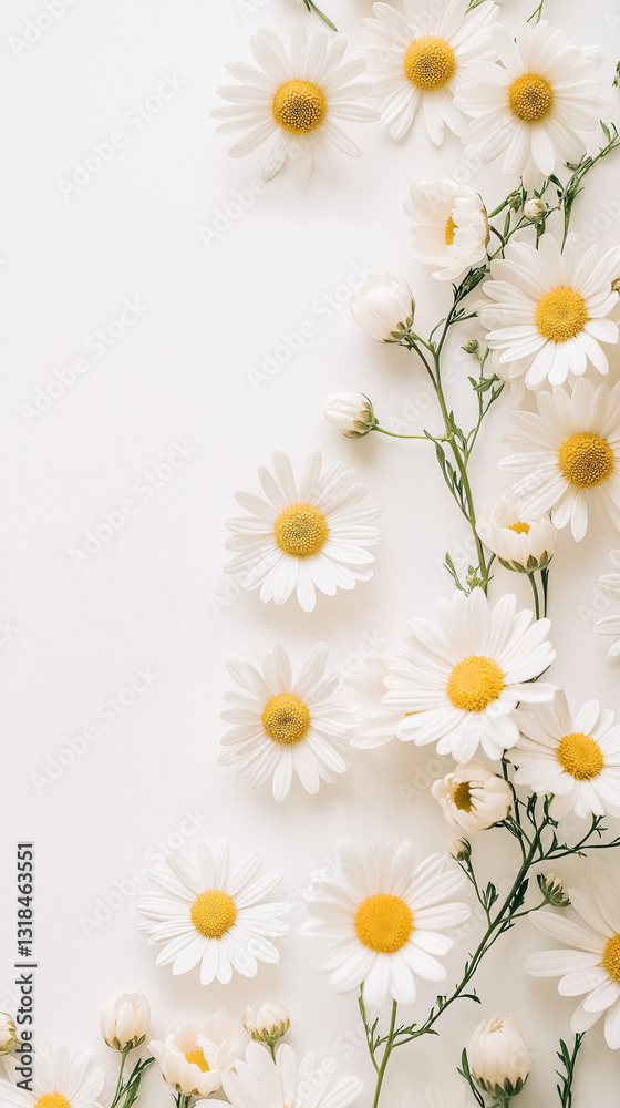 Fototapeta premium Delicate Daisy Wreath on White Background