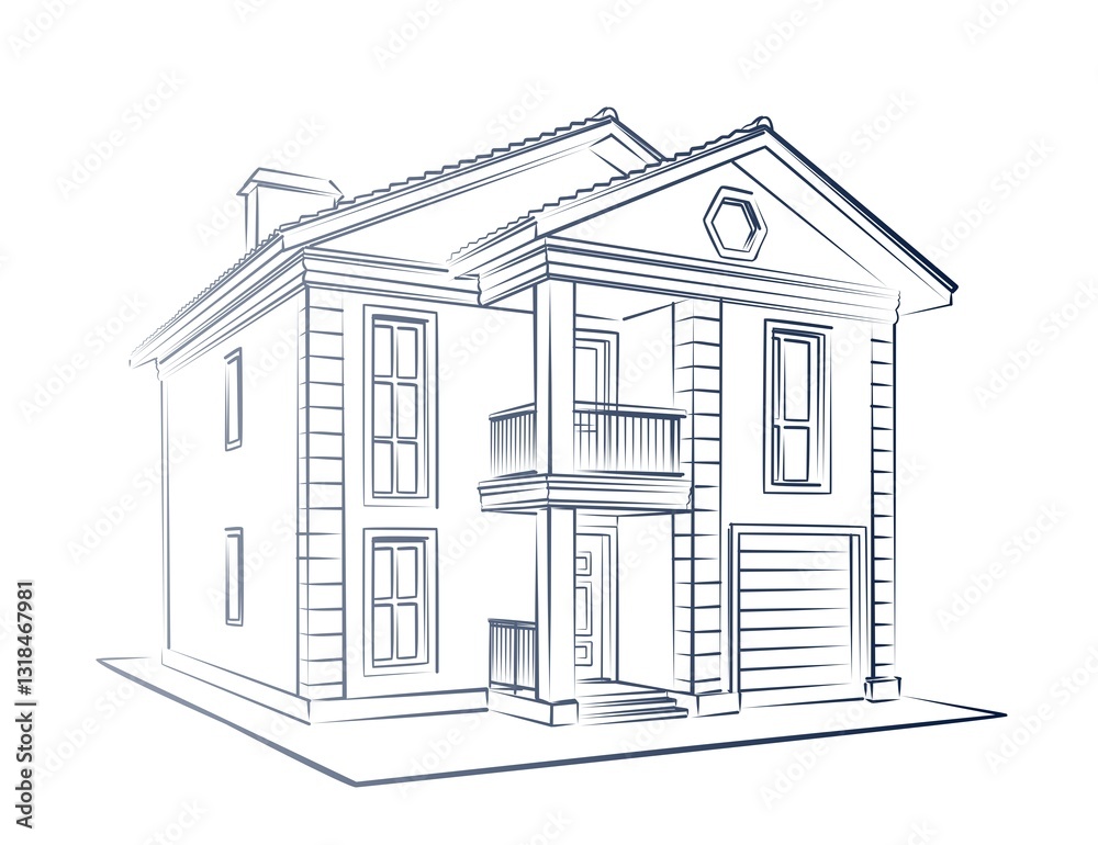 Sketch of the big country house.
