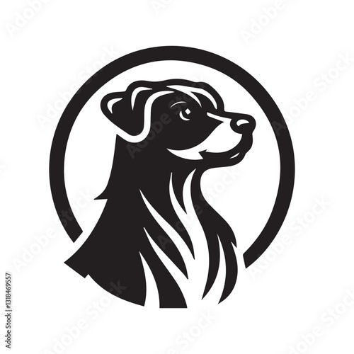 Detailed Black and White Silhouette of a Labrador Retriever Head