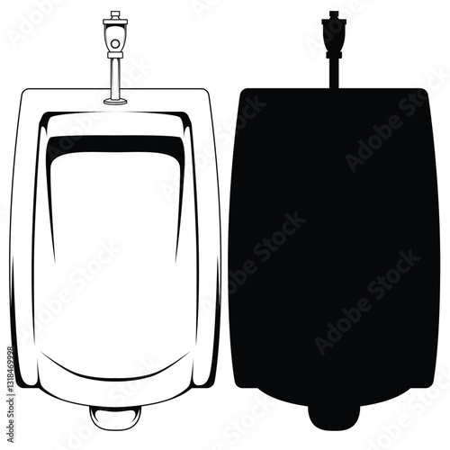 Set of urinal vector illustration. Urinoir silhouettes