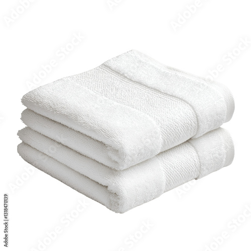 A white towel, folded in two layers on top of each other, isolated on a transparent background PNG