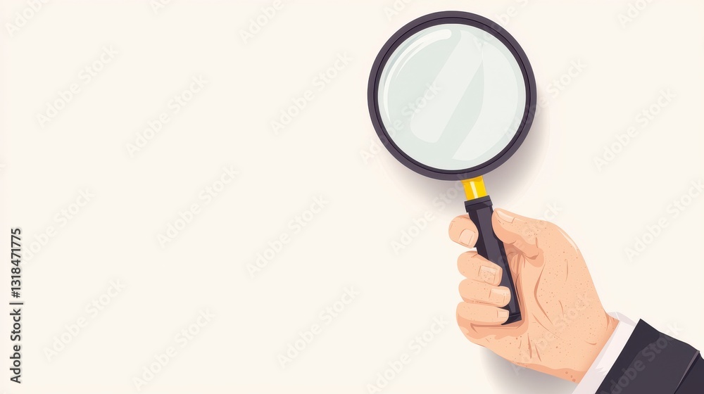 Hand Holding Magnifying Glass Pixel Art Illustration