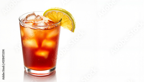 Refreshing rum punch on white background, summer enjoyment