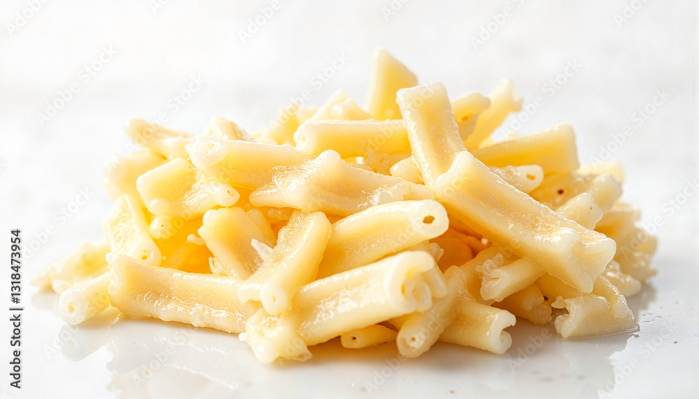 Delicious cheese pasta with rich textures on white background, culinary delight Delicious cheese pasta with rich textures on white background, culinary delight