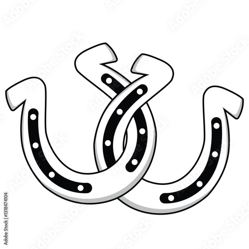 Double horseshoe vector illustration. Horseshoe clipart