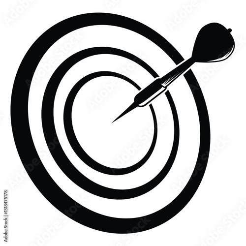 Dartboard with Dart design. Black and white dart vector illustration	
