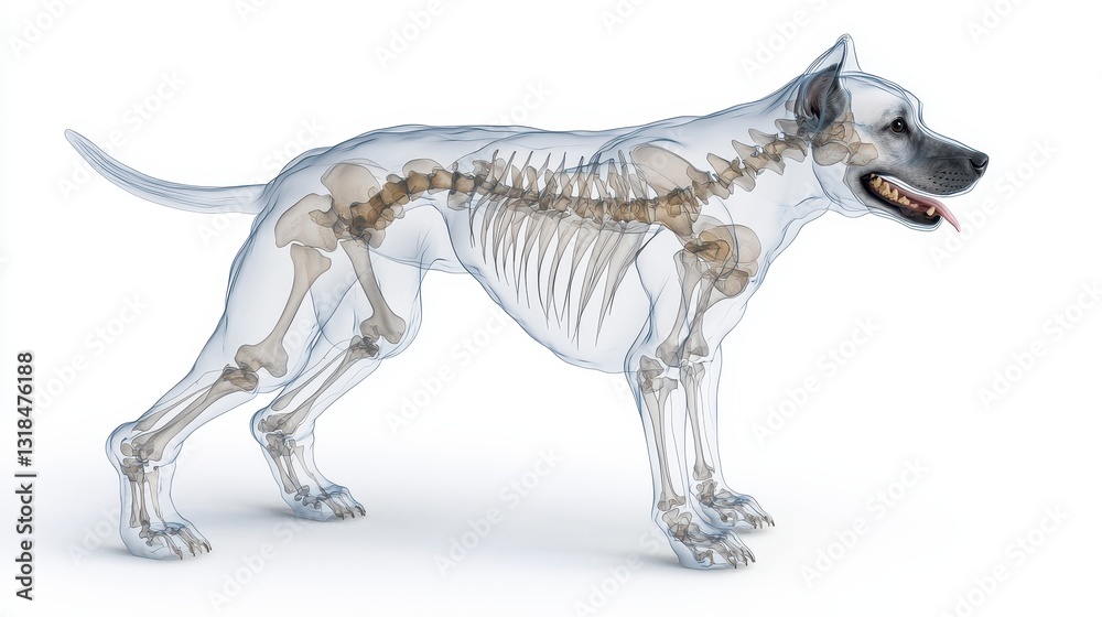 Fototapeta premium Dog Skeleton 3d Rendering On White Background
