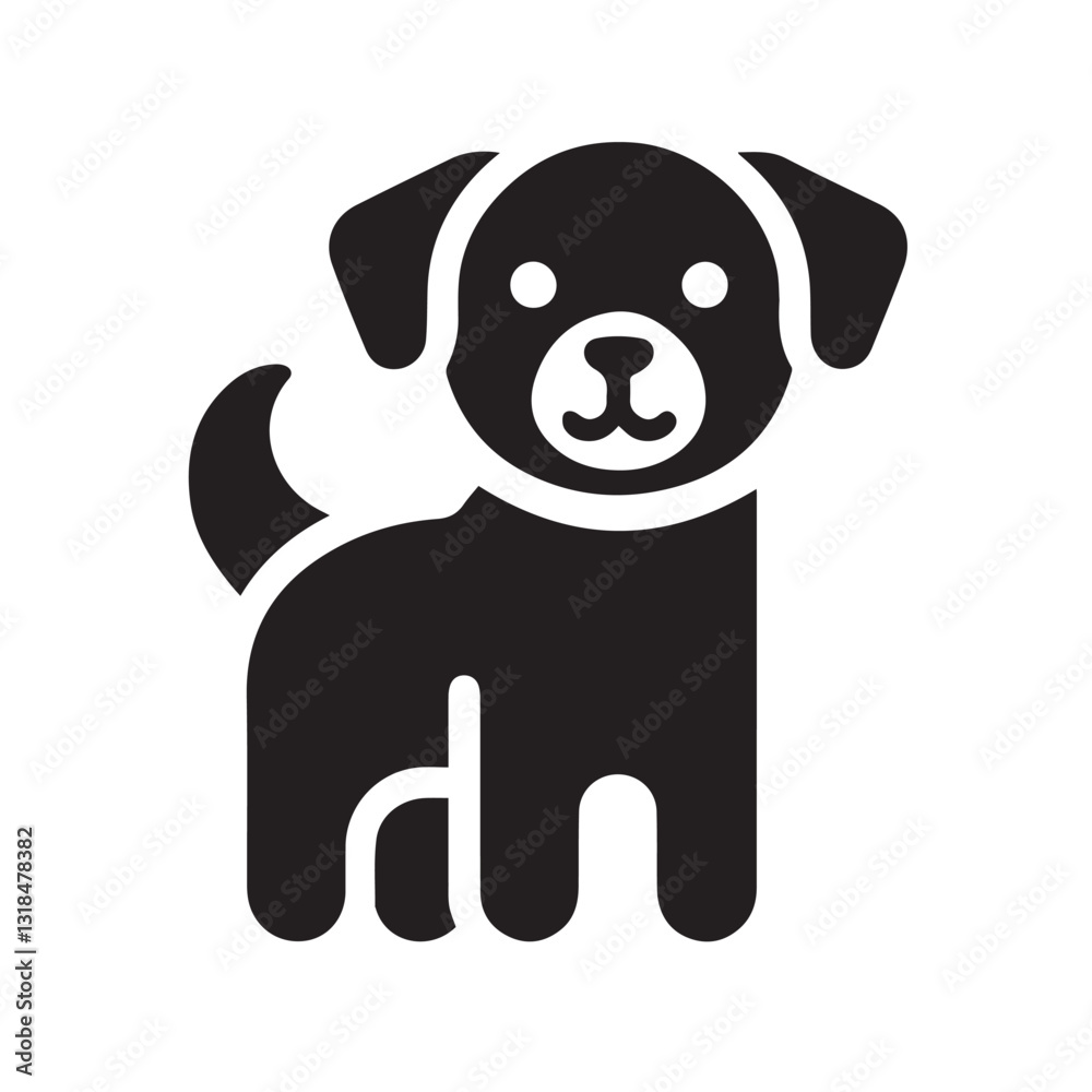 Fototapeta premium Detailed Black and White Silhouette of a Labrador Retriever Head