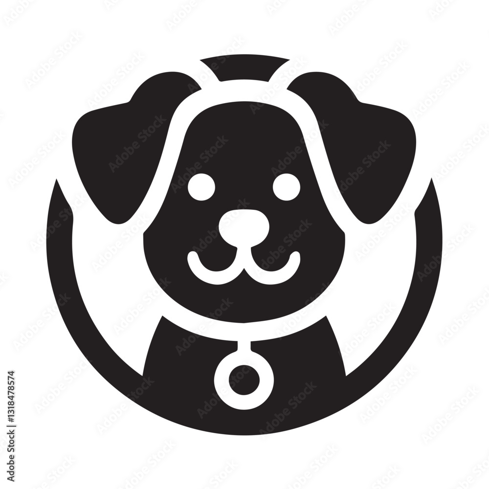Detailed Black and White Silhouette of a Labrador Retriever Head Detailed Black and White Silhouette of a Labrador Retriever Head
