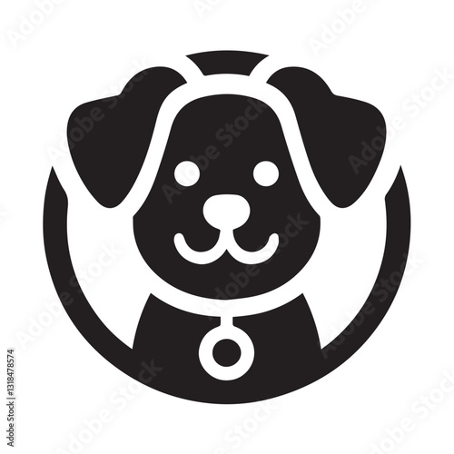 Detailed Black and White Silhouette of a Labrador Retriever Head