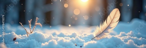Feathers rustle in the quiet of a snow-covered forest, quiet, calming