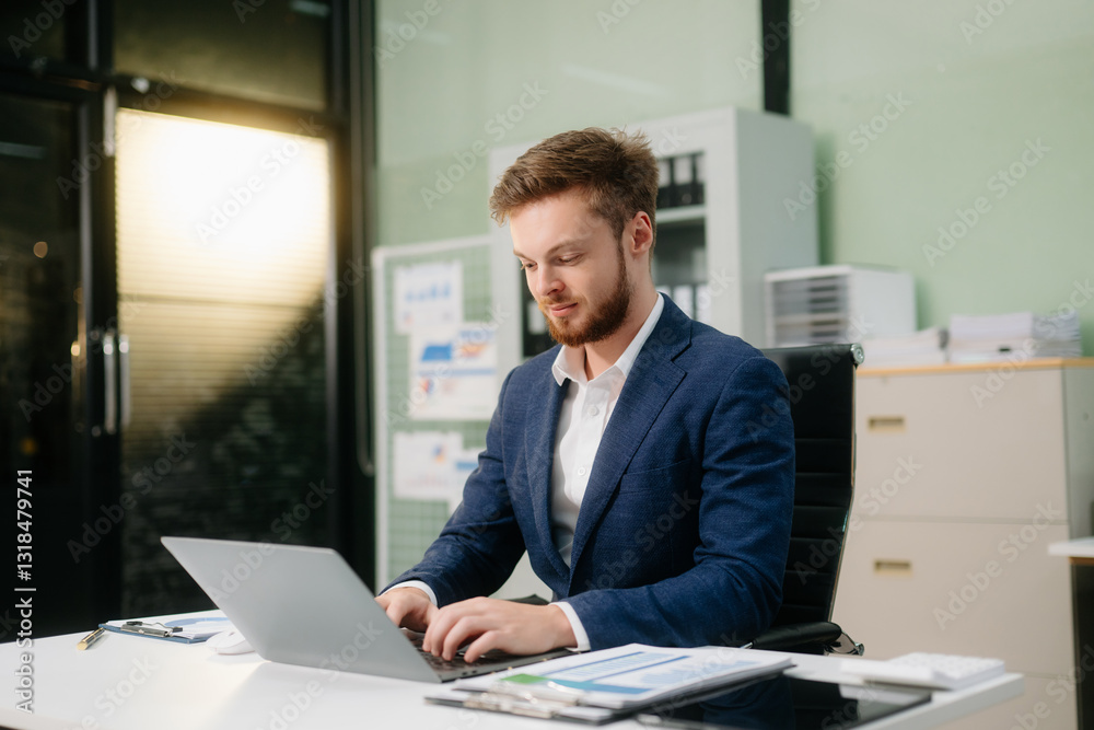 businessman working at office with laptop, tablet, and notes. Perfect for business, finance businessman working at office with laptop, tablet, and notes. Perfect for business, finance