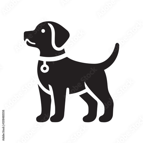 Detailed Black and White Silhouette of a Labrador Retriever Head