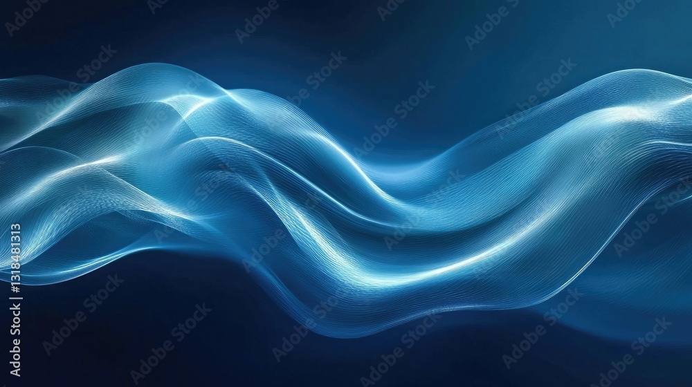 Abstract blue waves flowing smoothly across a dark background. A mesmerizing image with soft, luminous shades. Abstract blue waves flowing smoothly across a dark background. A mesmerizing image with soft, luminous shades.