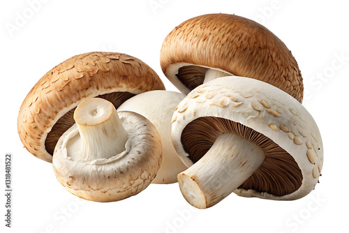 champignons isolated on transparent background generative ai