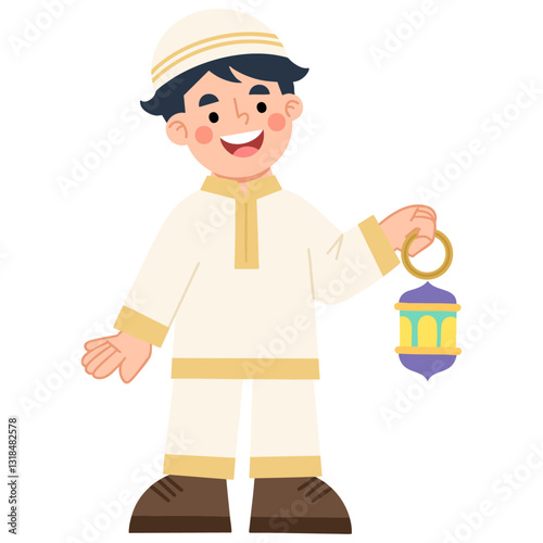 Illustration of Boy Holding Lantern