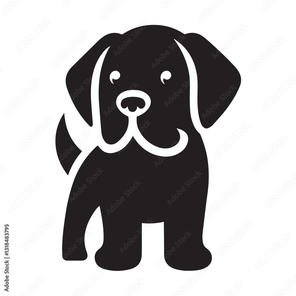 Detailed Black and White Silhouette of a Labrador Retriever Head Detailed Black and White Silhouette of a Labrador Retriever Head