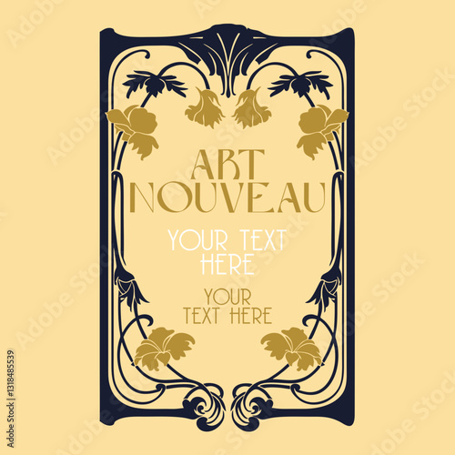 vector vintage items: label art nouveau	
