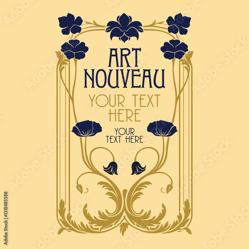 vector vintage items: label art nouveau	
