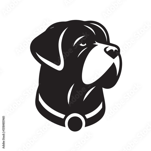 Detailed Black and White Silhouette of a Labrador Retriever Head