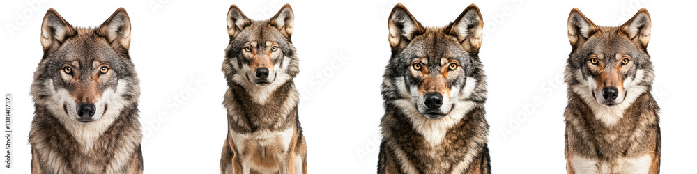 Fototapeta premium Powerful and Captivating Pack of Timber Wolves in Wilderness Portrait Scene Majestic and Formidable Gray Wolves in Natural Forest Habitat Environment