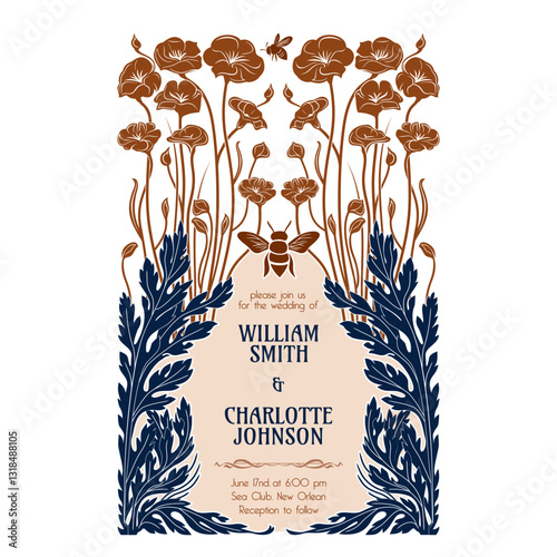vector vintage items: label art nouveau	
