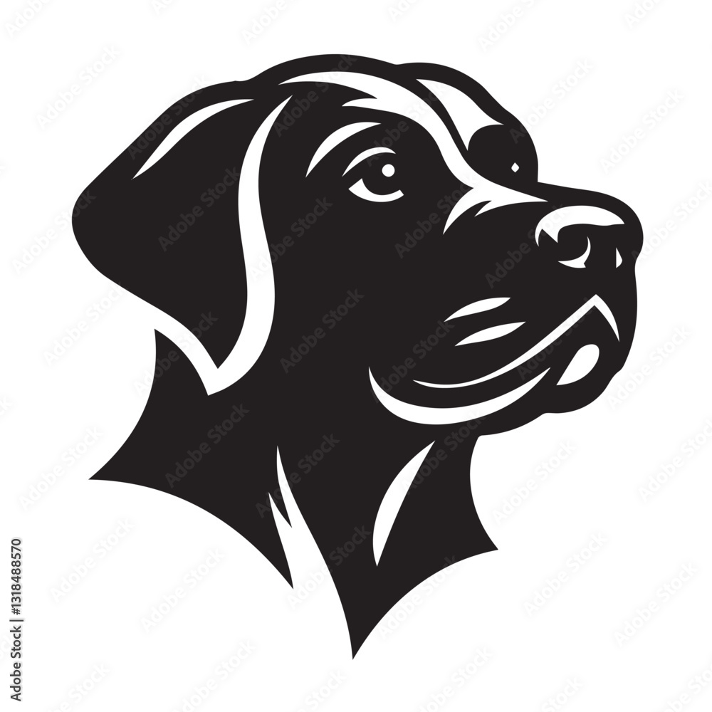 Fototapeta premium Detailed Black and White Silhouette of a Labrador Retriever Head