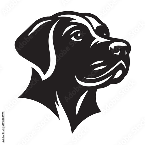 Detailed Black and White Silhouette of a Labrador Retriever Head