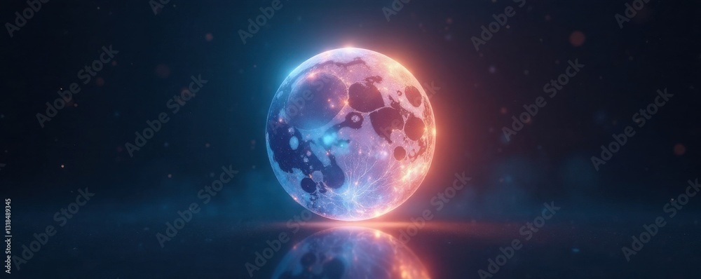 Fototapeta premium Ethereal sphere of light suspended in darkness, radiating gentle glow, glow, luminescent