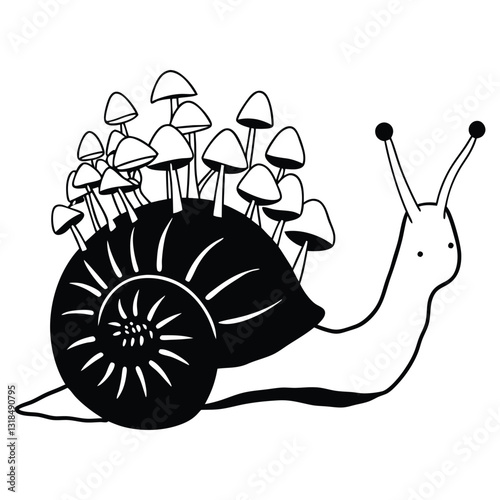 Creative Snail Animal Clipart with Scenic Nature Vector Design
