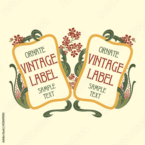 vector vintage items: label art nouveau	
