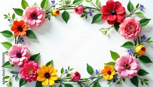 Floral wreath design with colorful flowers and greenery, floral, flowers