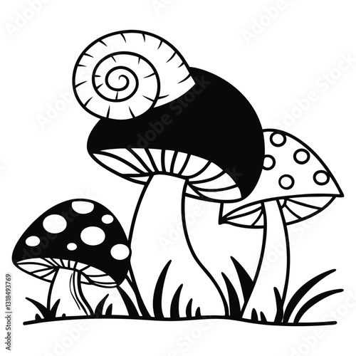 Snail Animal Clipart with Nature Scene for Graphic Designers
