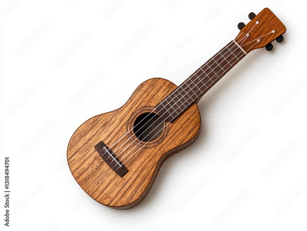 Fototapeta premium A charming wooden toy ukulele perfect for inspiring young musicians to discover their love for music on a bright white background