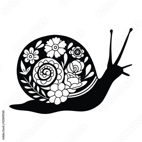 Detailed Land Snail with Nature Background Vector Illustration

