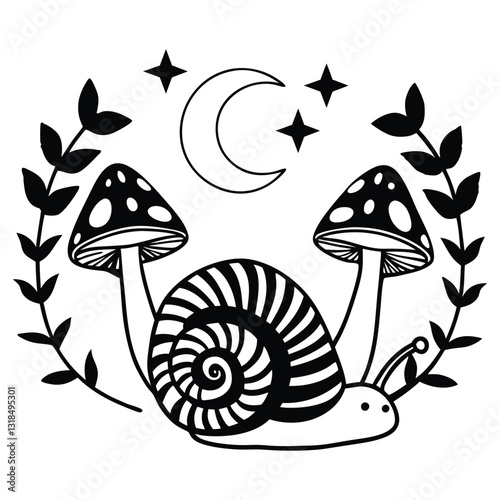 Snail Animal Clipart Design Featuring a Beautiful Nature Scene
