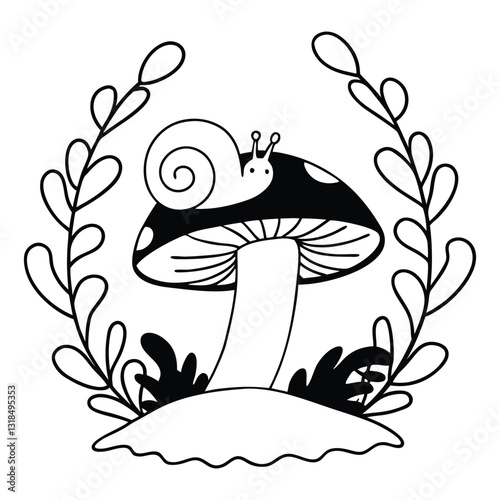 Snail Animal Clipart Design Featuring a Beautiful Nature Scene
