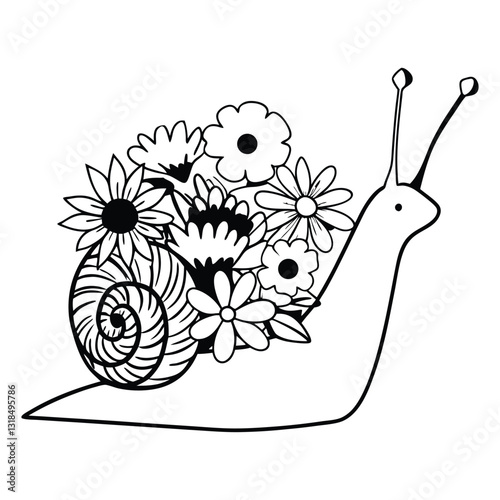 Snail Animal Clipart Design Featuring a Beautiful Nature Scene
