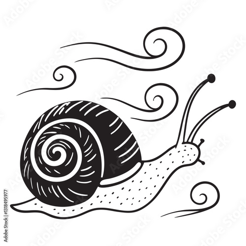 Nature Scene with Land Snail Vector Art for Creative Projects
