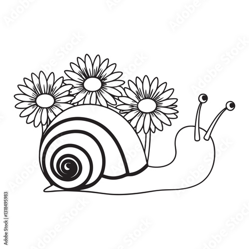 Nature Scene with Land Snail Vector Art for Creative Projects
