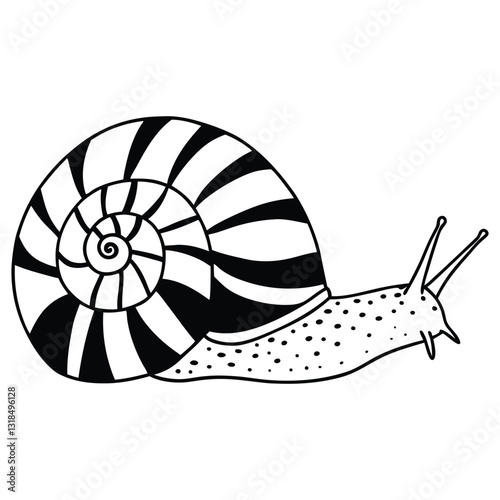 Nature Scene with Land Snail Vector Art for Creative Projects
