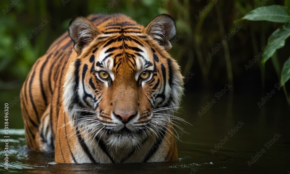 Fototapeta premium Magnificent Sumatran Tiger Portrait, A Gaze of Wildness and Power
