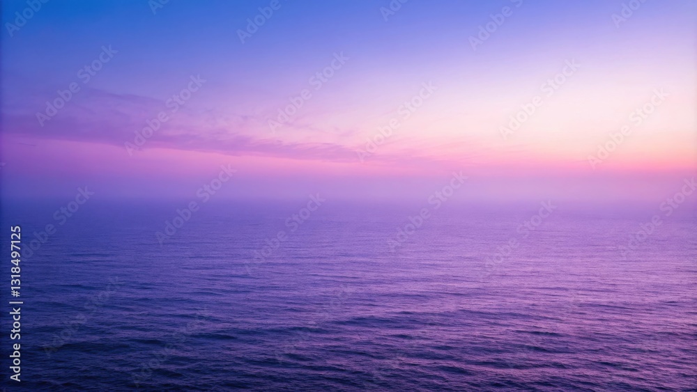 Fototapeta premium A serene seascape bathed in the hues of a soft lavender sunset, the distant horizon fading into the ethereal twilight