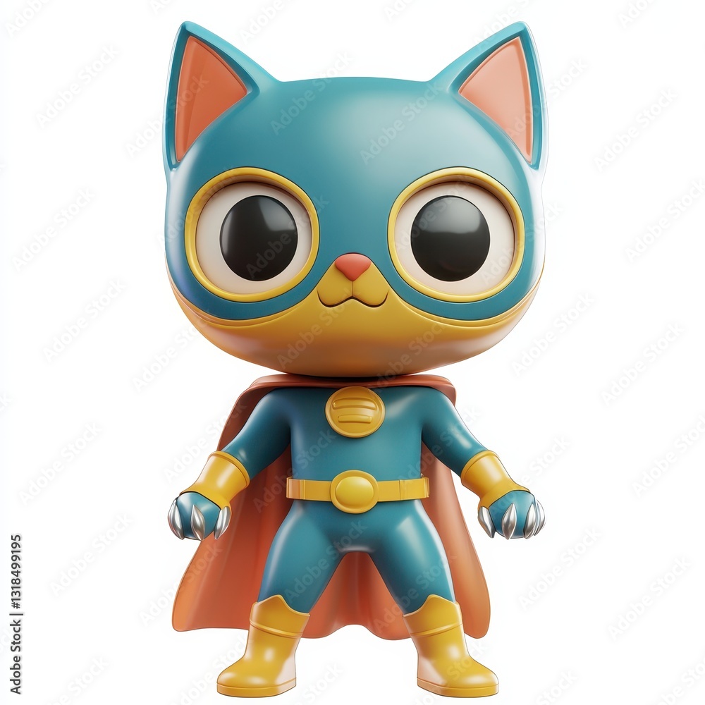 Fototapeta premium Tiny Superhero with a Cat-Themed Mask and Claws, isolated on clear white background