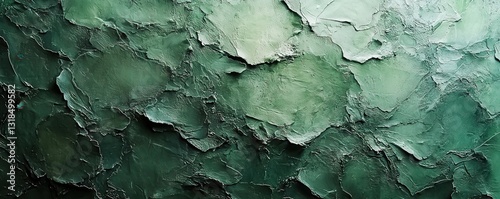 Rough Grey Textured Wall with Blank Canvas: Nature-Inspired Green Paper Pattern on Distressed Surface - Perfect for Interior Design.
