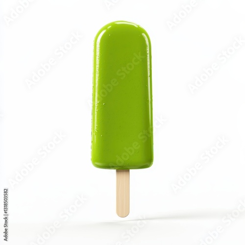 Bright green popsicle isolated on a bright white background